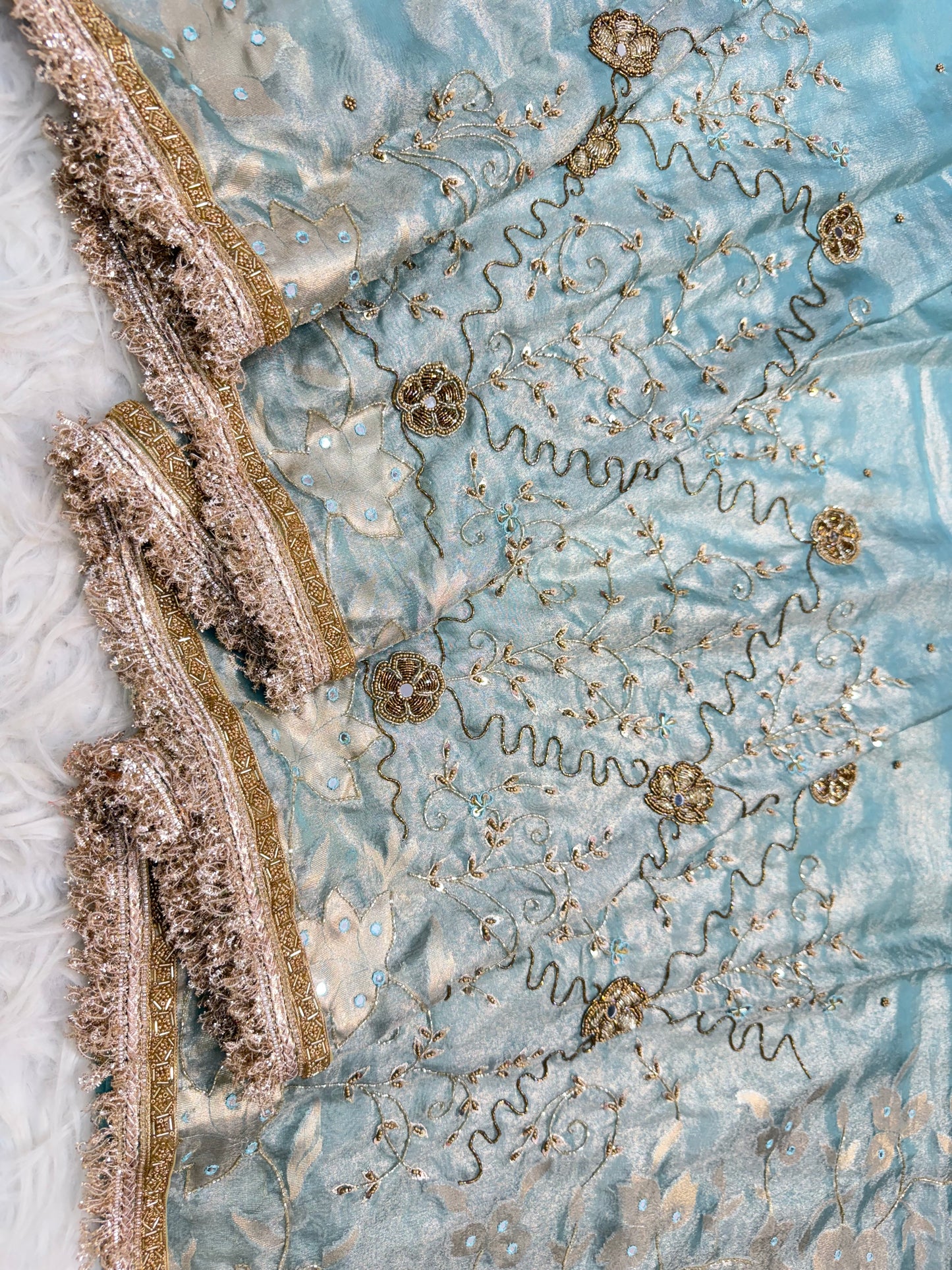 Tissue Aari Work Banarasi silk saree