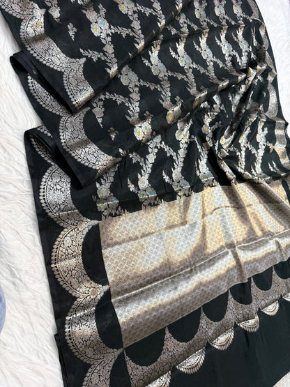Raw mango Mina  banarasi saree