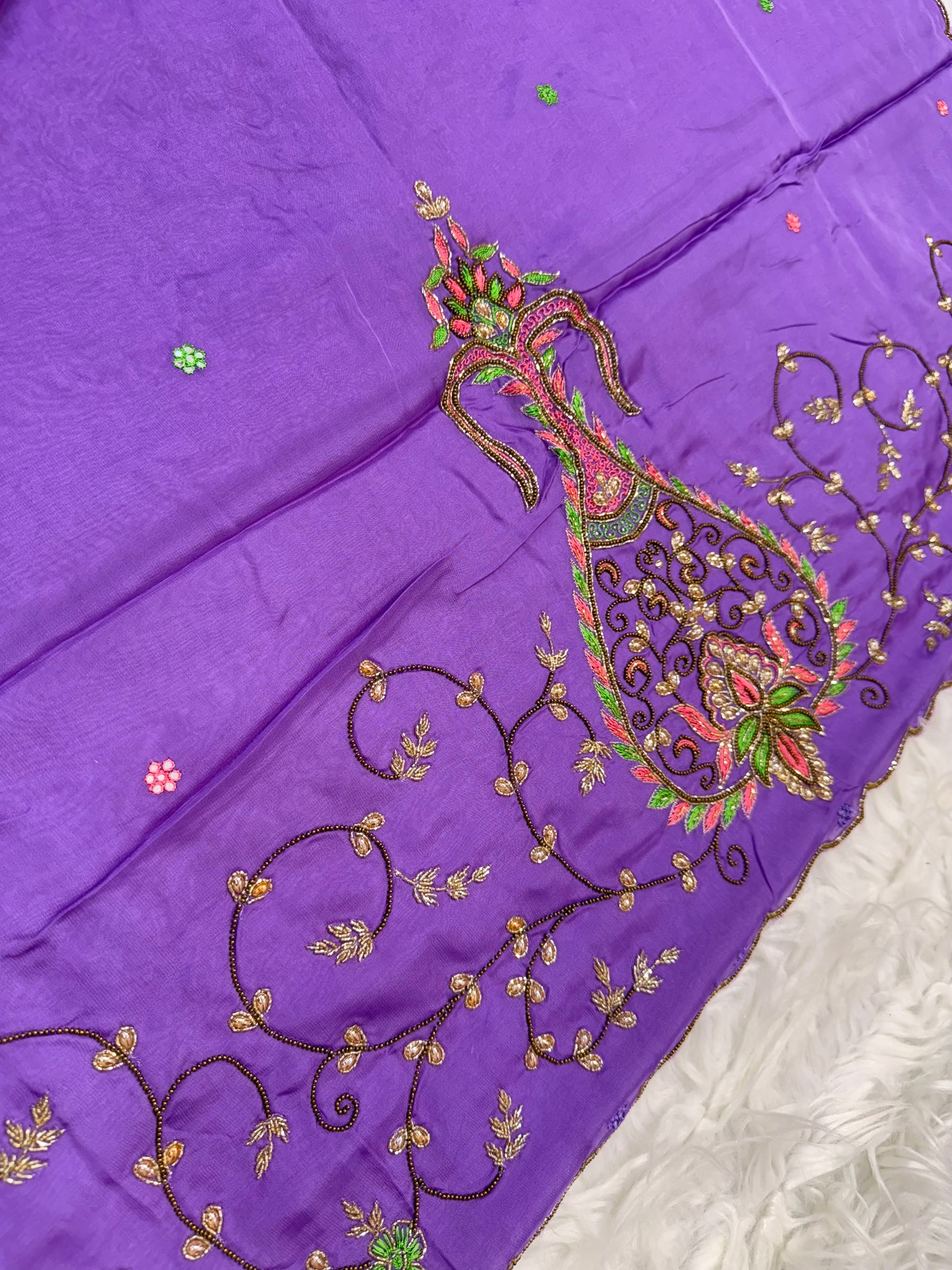 Viscose organza silk handwork fancy partywear saree