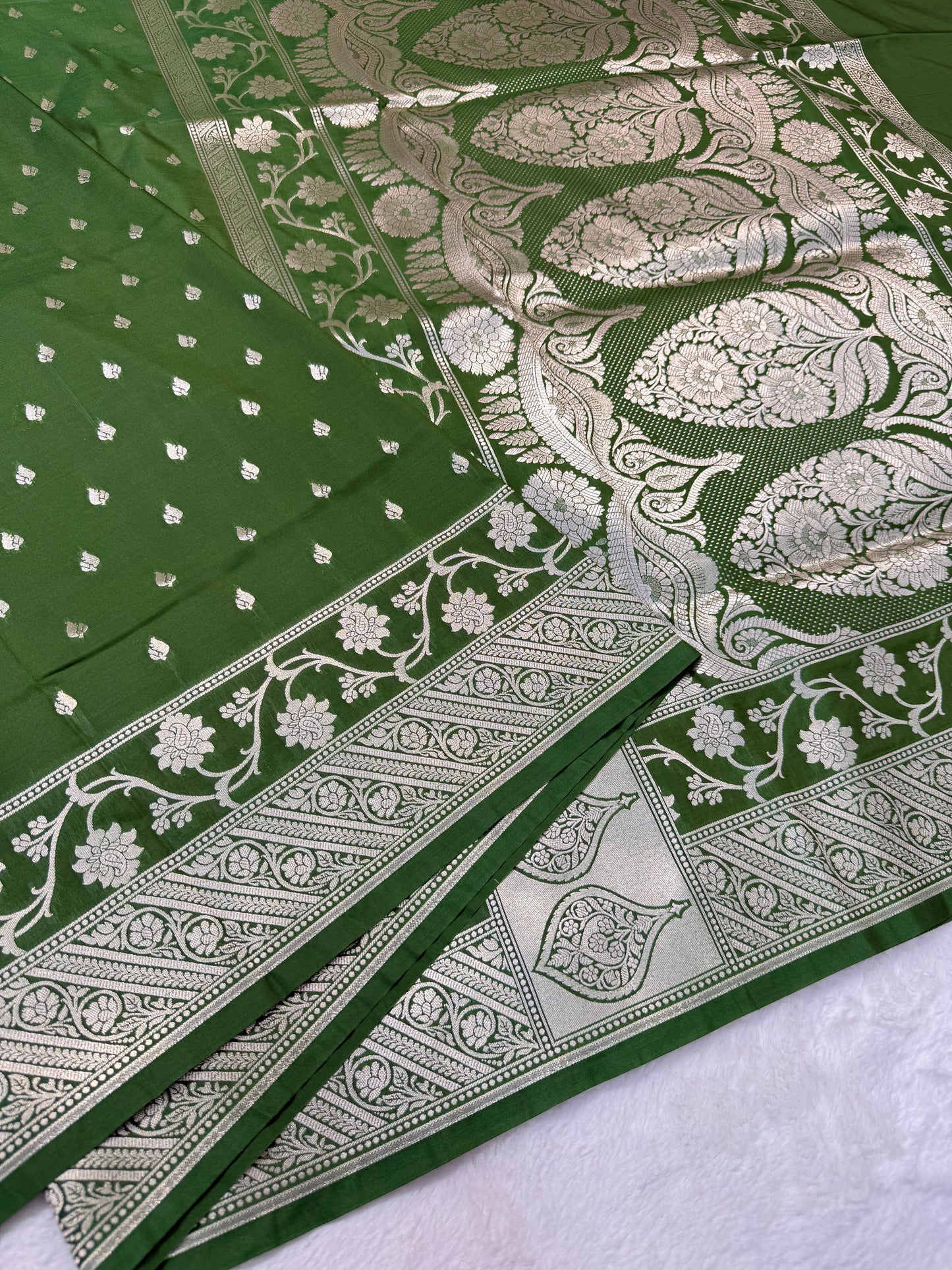 Mehandi shade katan Banarasi silk Saree