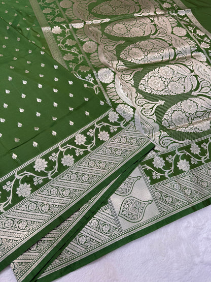 Mehandi shade katan Banarasi silk Saree