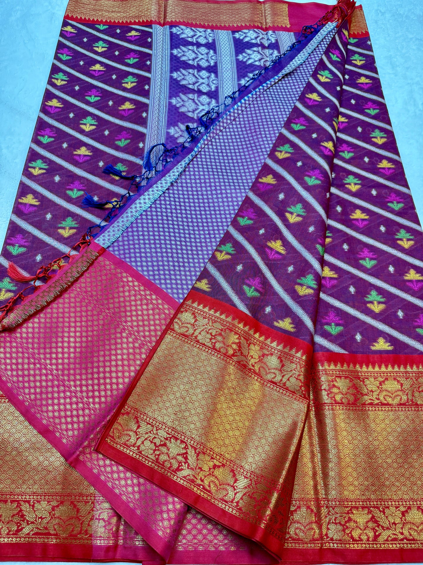 Multicolour cotton silk premium Banarasi saree
