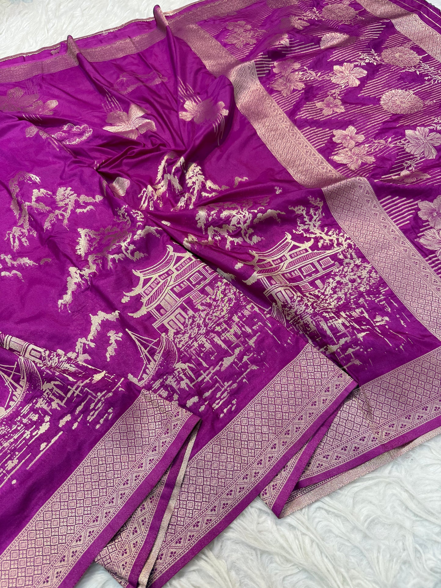 Magenta premium soft silk saree