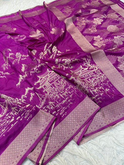Magenta premium soft silk saree