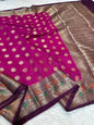 Royal pink & magenta shade  Dupion Silk premium Banarasi Saree