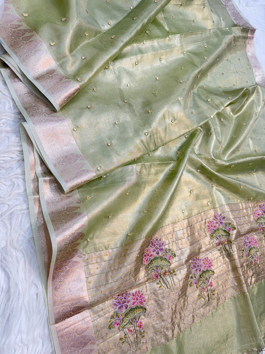 Banaras tissue kota fancy work saree