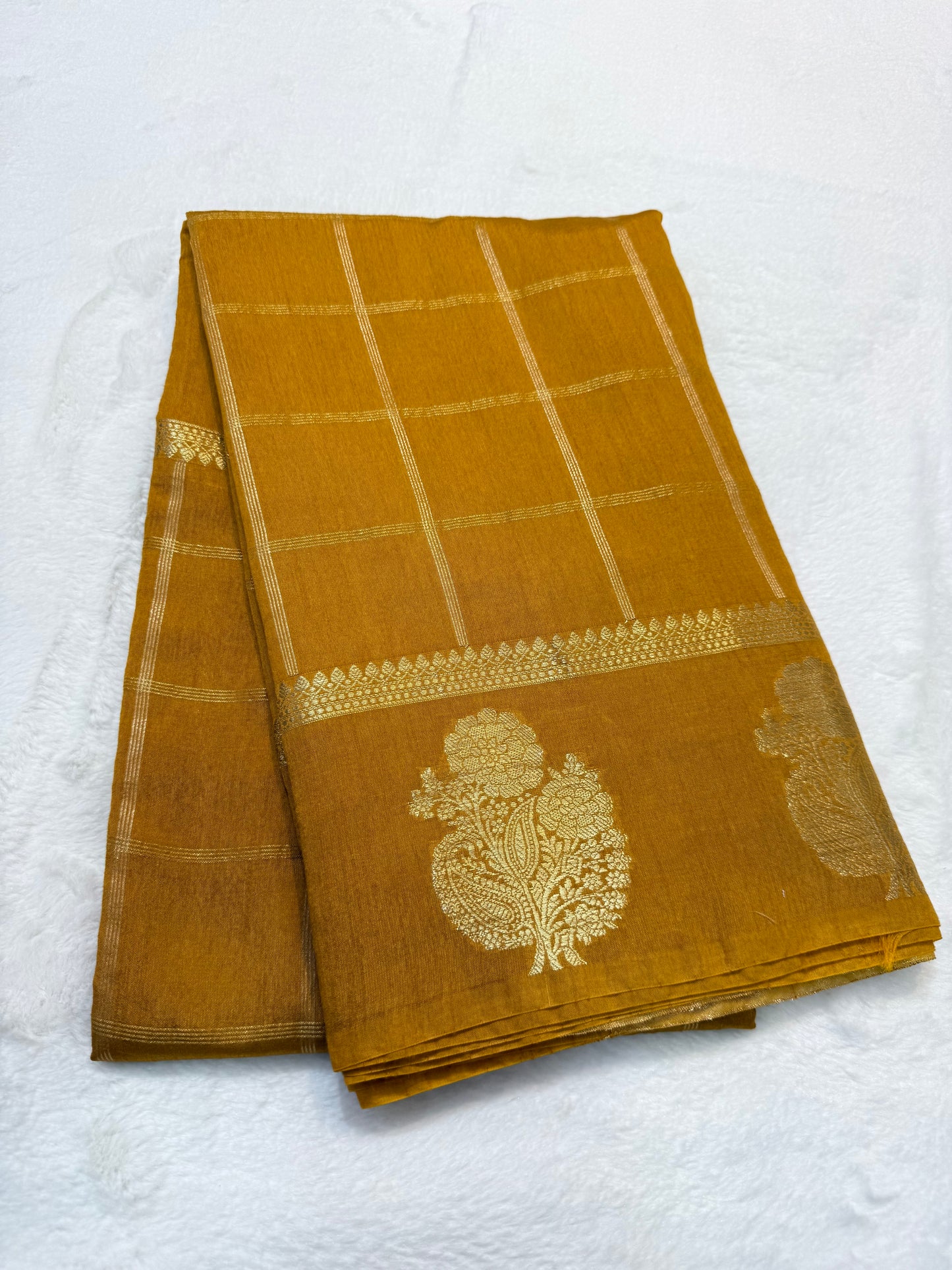 Bronze shade raw mango  premium Banarasi saree