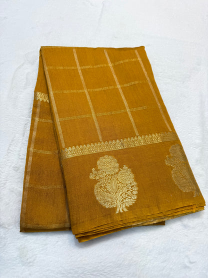 Bronze shade raw mango  premium Banarasi saree