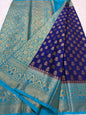 Royal blue & firozi shade  Dupion Silk premium Banarasi Saree