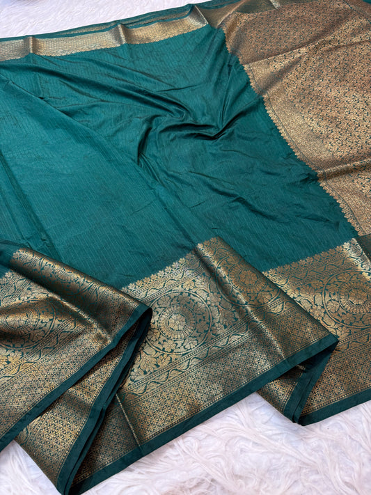 Bottle green shade Dupion silk premium Banarasi saree