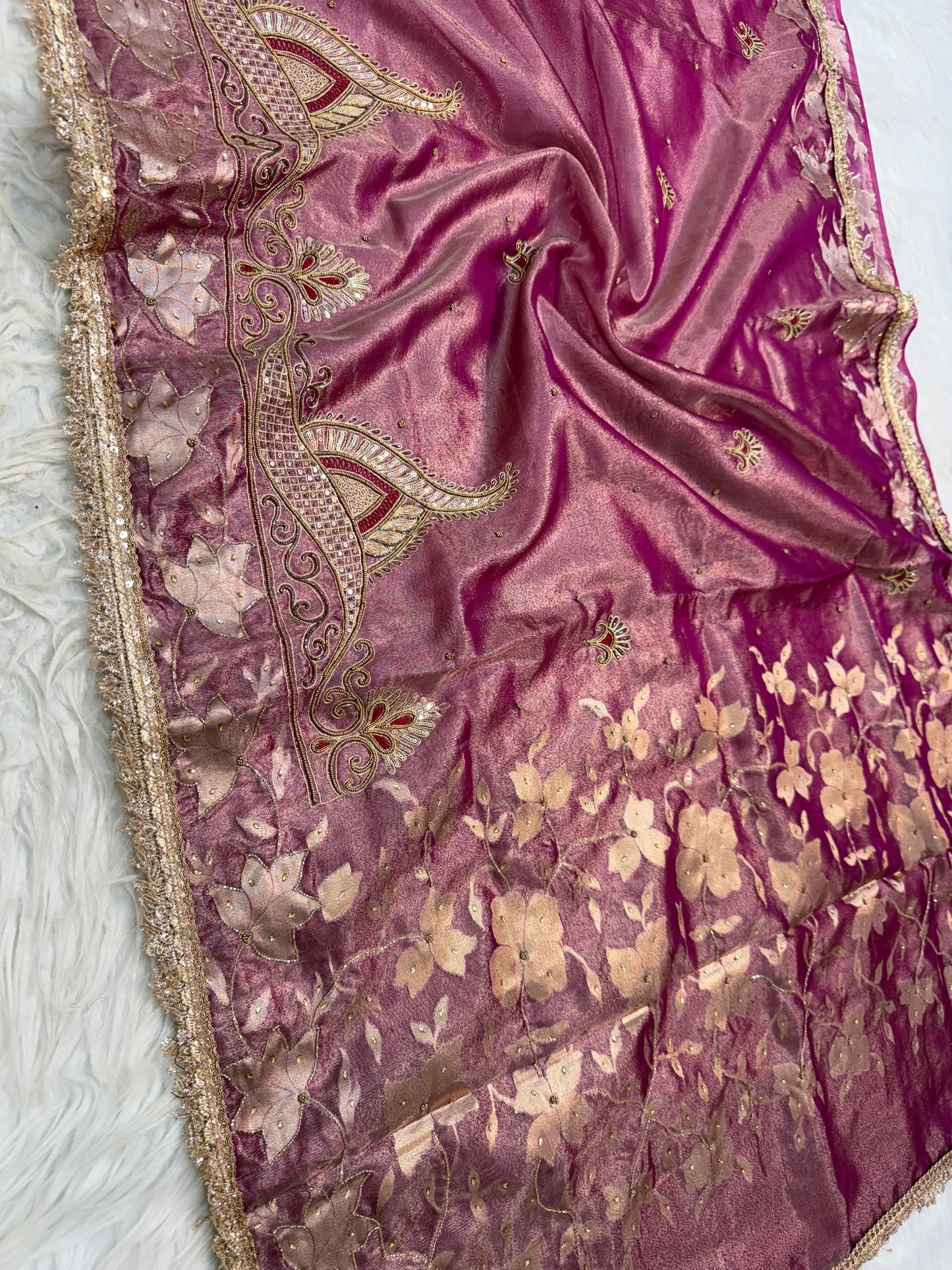 Tissue Aari Work Banarasi silk saree
