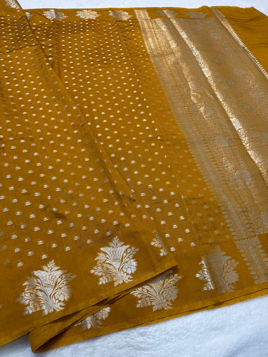 Bronze shade raw mango premium Banarasi saree