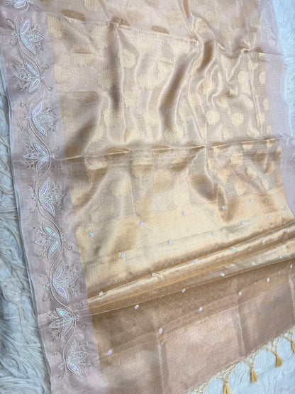 Silver shade tissue kota zardosi work Banarasi saree