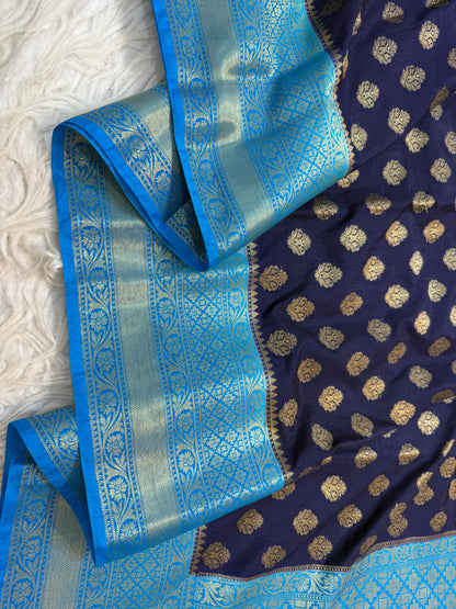 Nevy sea green shade Dupion Silk Banarasi Saree 