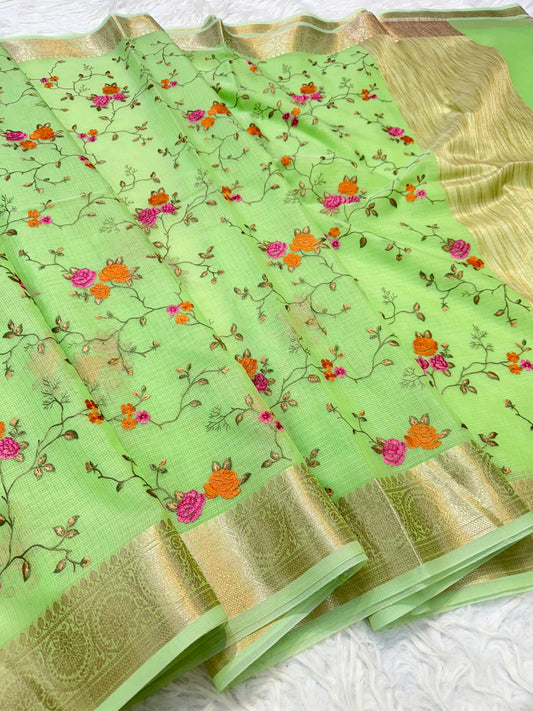 Kota fancy embroidery Banarasi saree