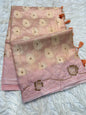Peach shade tissue kota handwork premium Banarasi saree