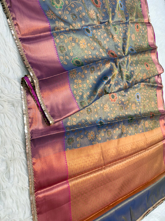 Banarasi tissue silk with lace attached saree