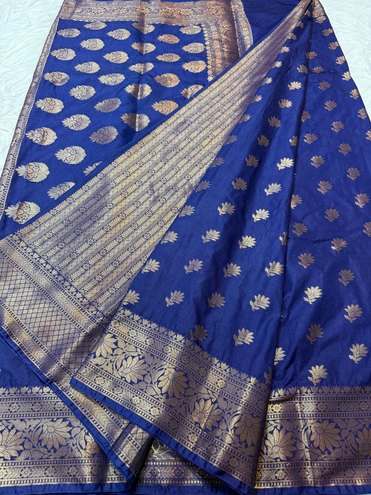 Royal blue shade Dupion Silk premium Banarasi Saree