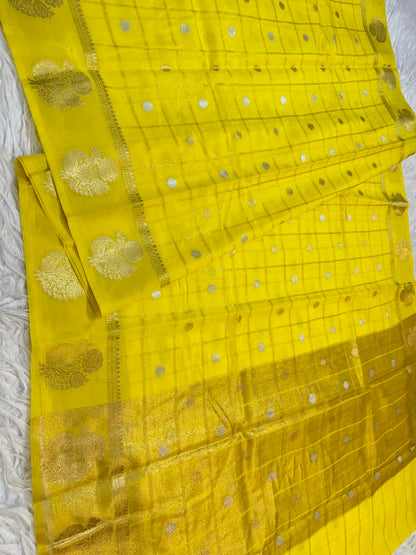 Yellow shade  Raw mango soft silk banarasi saree