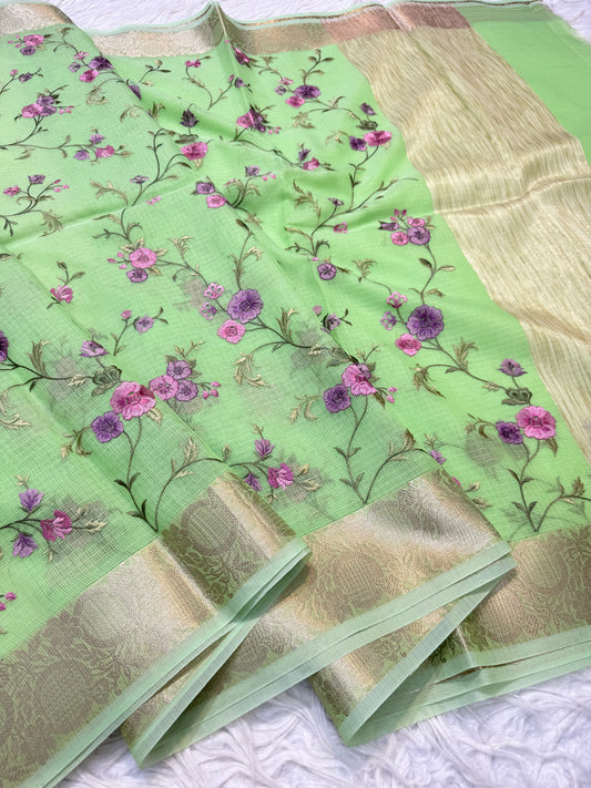 Kota fancy embroidery Banarasi saree