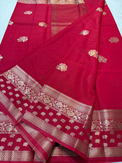 Red shade raw mango  premium Banarasi saree