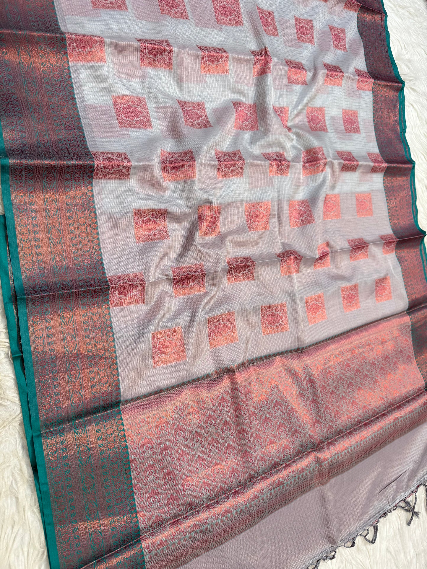 Grey shade kota silk premium Banarasi saree