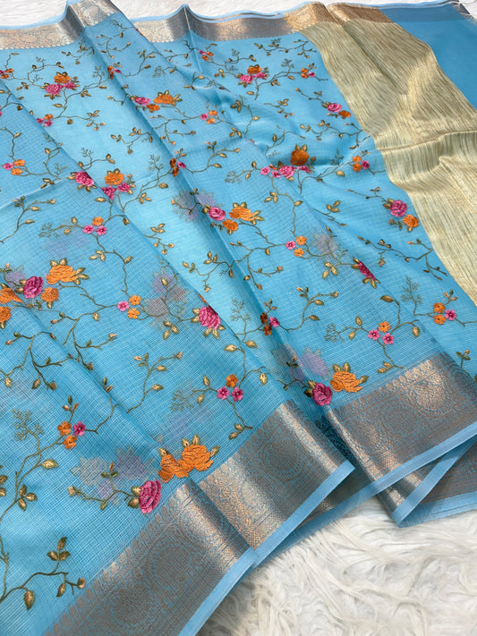 Kota fancy embroidery Banarasi saree
