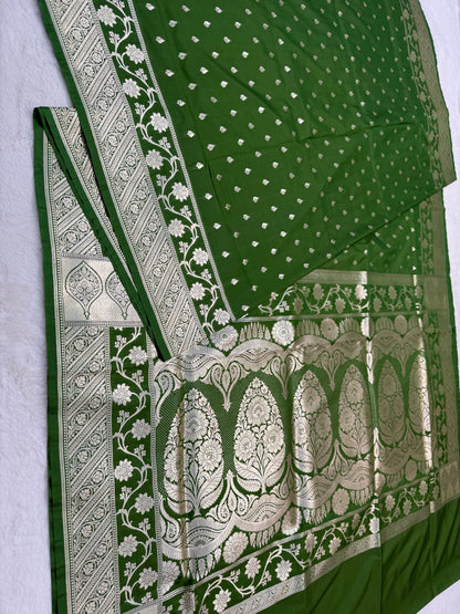 Mehandi shade katan Banarasi silk Saree