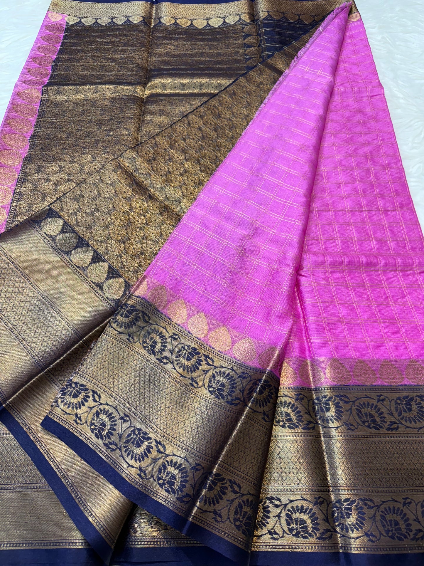 Pink blue warm silk premium Banarasi saree