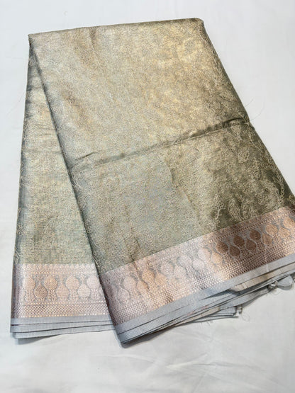 Sea green shade tissue kota embroidery primum Banarasi saree