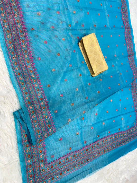 Banarasi tissue embroidery saree