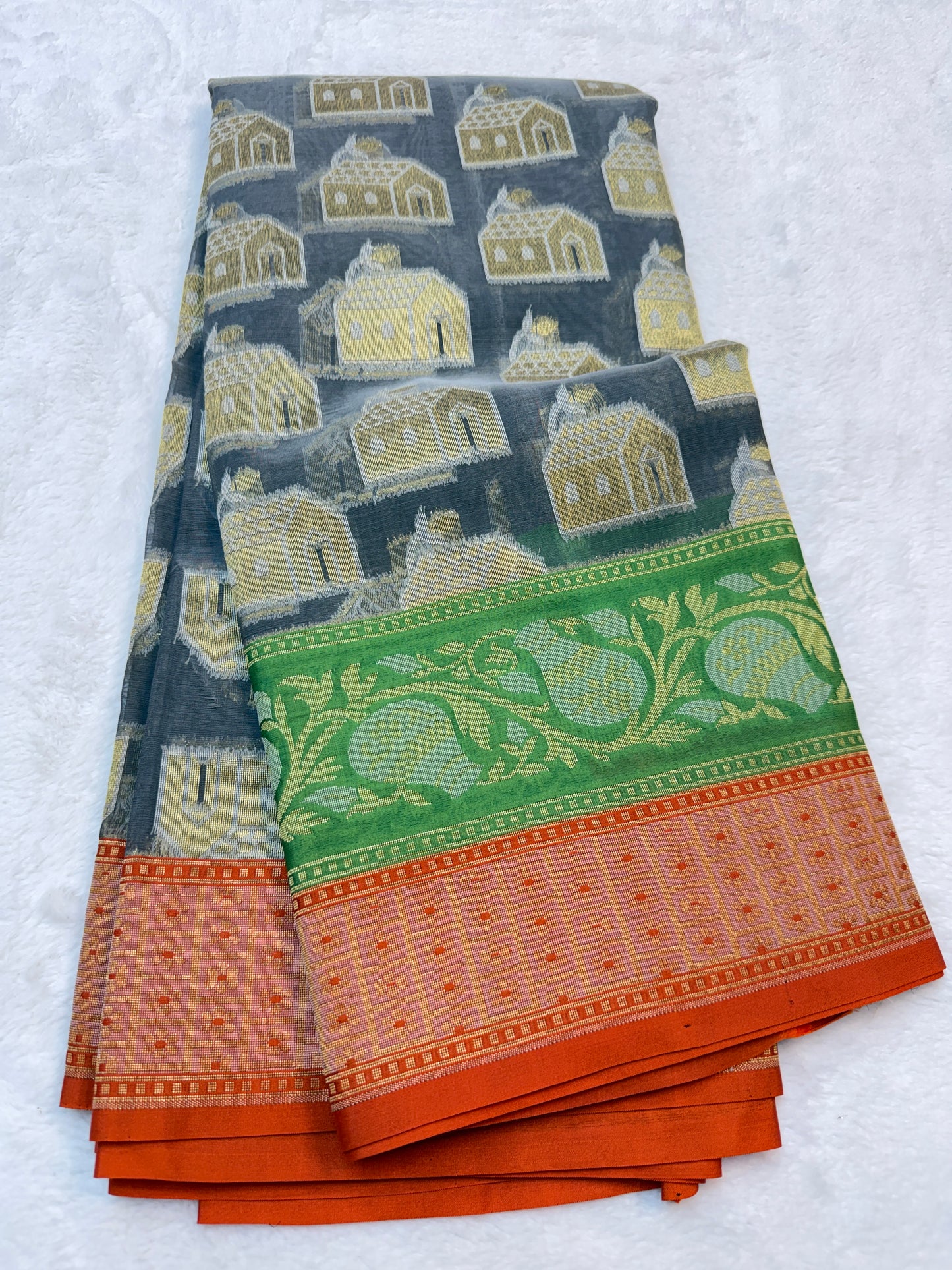 Multicolour shade kora silk premium Banarasi saree
