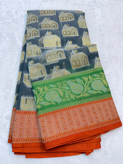 Multicolour shade kora silk premium Banarasi saree