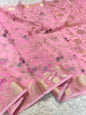 Pink shade kora organza  embroidery Banarasi saree