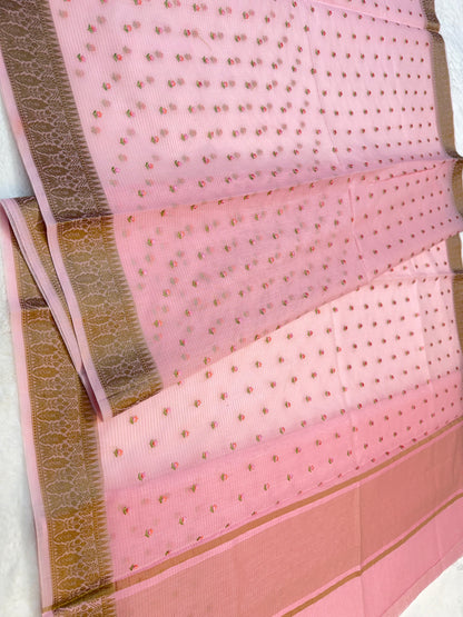 Pink shade kota designer embroidery Banarasi saree