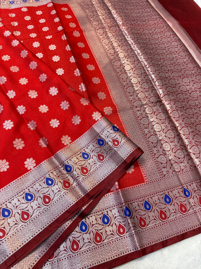Red shade warm silk premium Banarasi saree