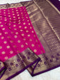 Royal pink & magenta shade  Dupion Silk premium Banarasi Saree