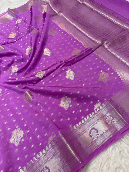 Purple shade  Raw mango soft silk banarasi saree