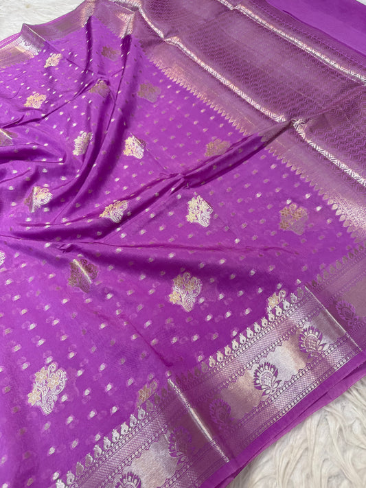 Purple shade  Raw mango soft silk banarasi saree