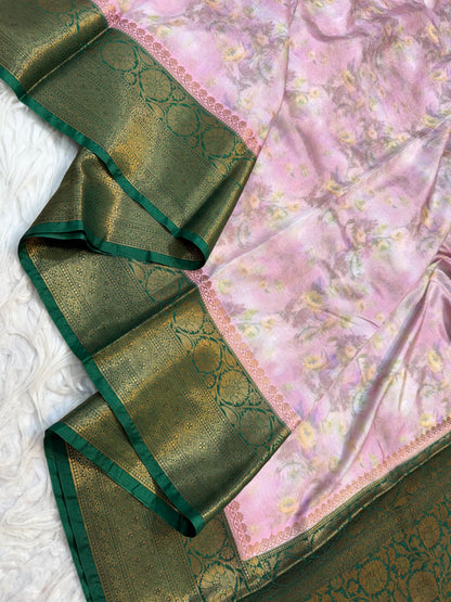 multicolour Dupion silk digital print Banarasi saree