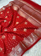 Red shade  Raw mango soft silk banarasi saree