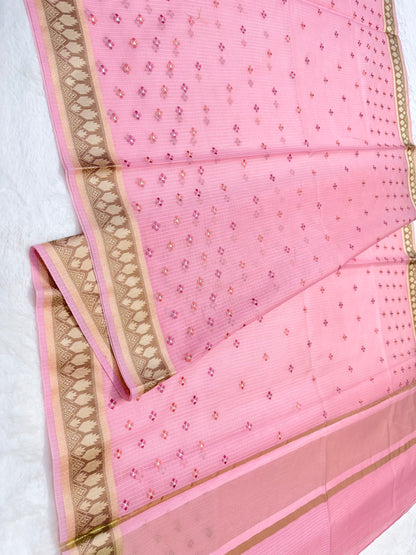 Pink shade kota designer embroidery Banarasi saree