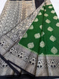 Bottle green black shade Dupion Silk premium Banarasi Saree