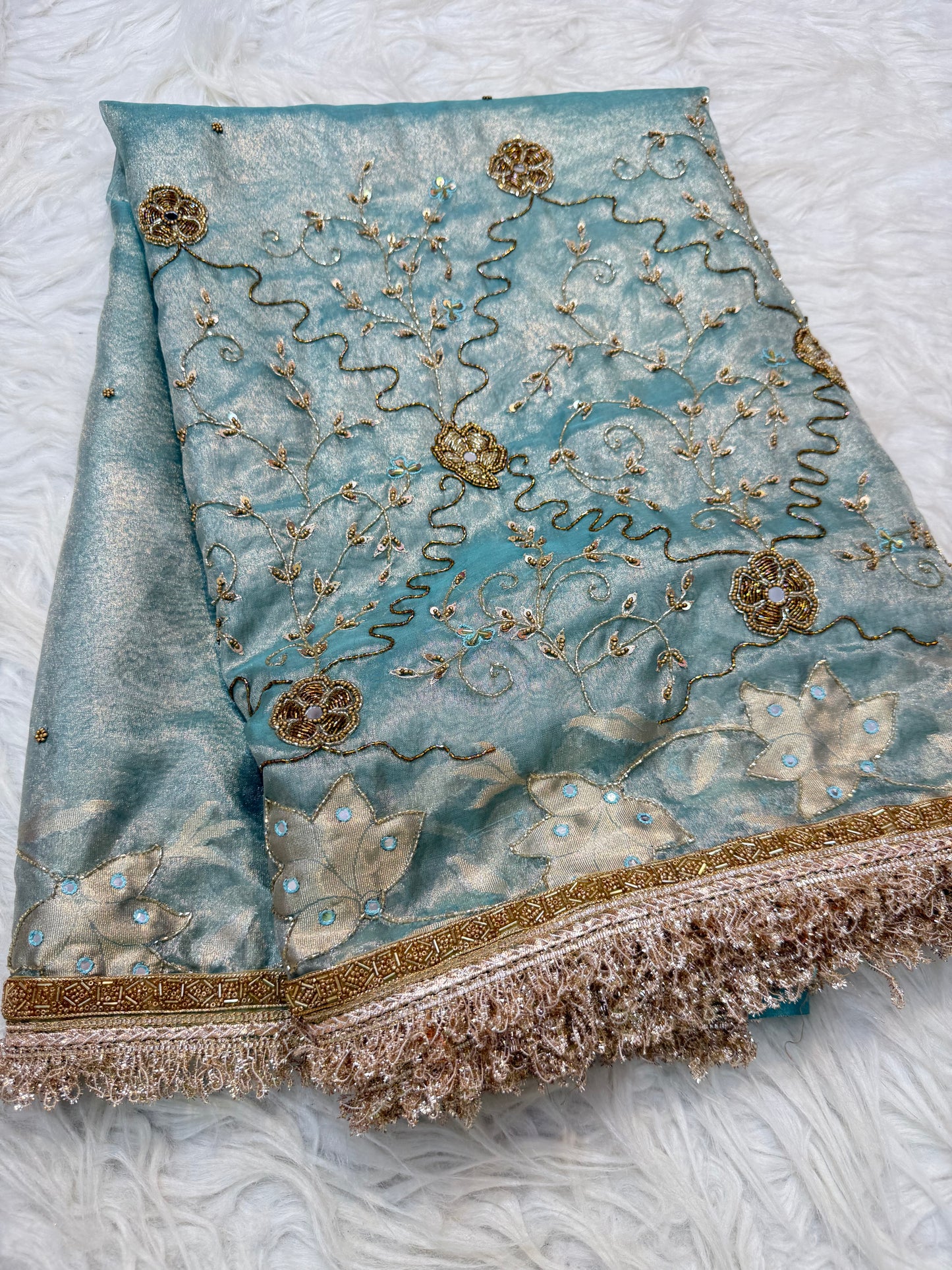 Tissue Aari Work Banarasi silk saree