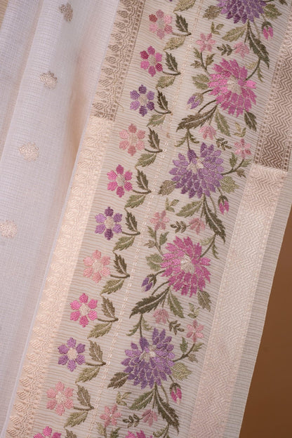 White shade kota designer embroidery premium Banarasi saree