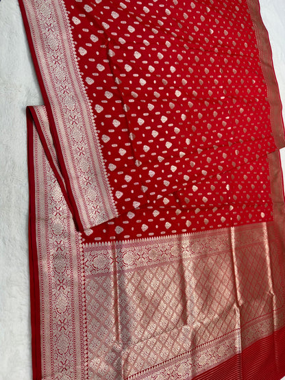 Red shade katan Banarasi silk Saree