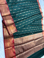 Bottle green maroon shade premium soft silk Banarasi saree