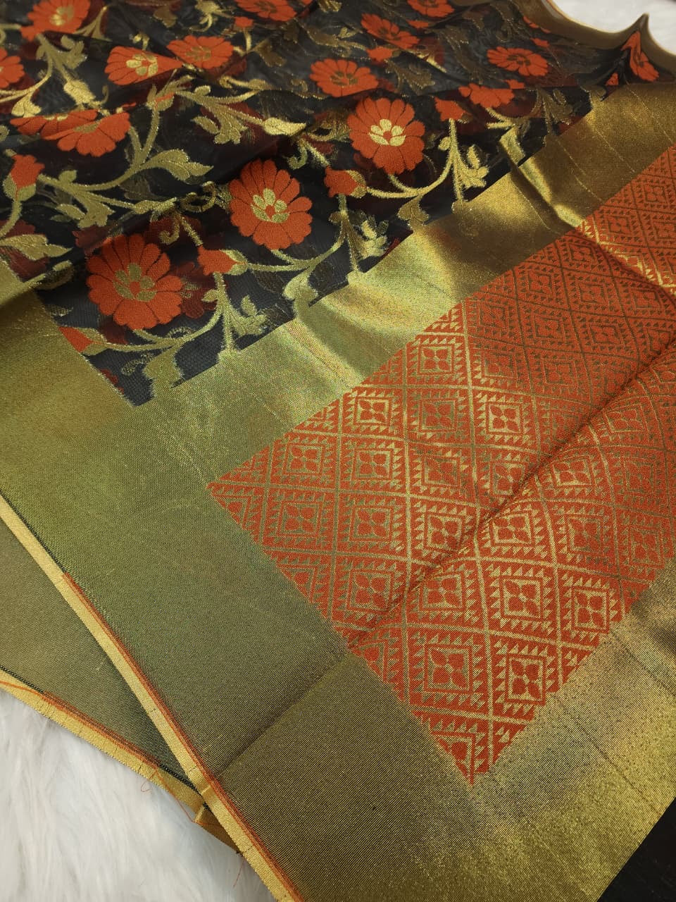 Multicolour shade supernet silk premium  Banarasi saree
