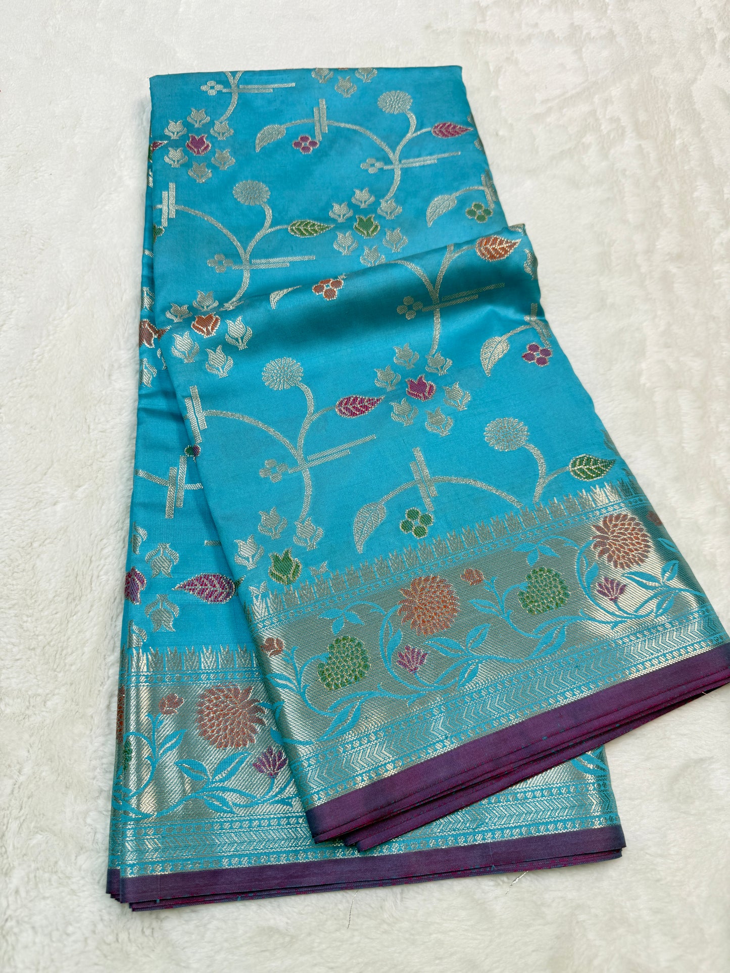 Firozi Soft Silk Premium Banarasi Saree