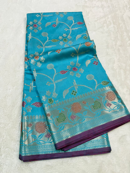 Firozi Soft Silk Premium Banarasi Saree